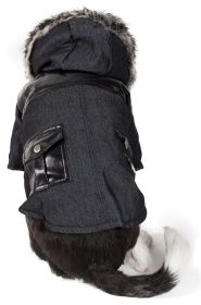 Ruff-Choppered Denim Fashioned Wool Pet Coat (Size: small)