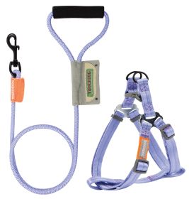 Touchdog 'Macaron' 2-in-1 Durable Nylon Dog Harness and Leash (Color: Purple, Size: large)