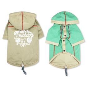 Touchdog 'Cloudburst' Waterproof Reversible Dog Raincoat (Color: Khaki, Size: large)