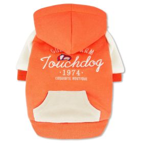 Touchdog 'Heritage' Soft-Cotton Fashion Dog Hoodie (Color: ORANGE, Size: X-Small)