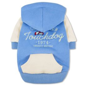 Touchdog 'Heritage' Soft-Cotton Fashion Dog Hoodie (Color: Blue, Size: large)