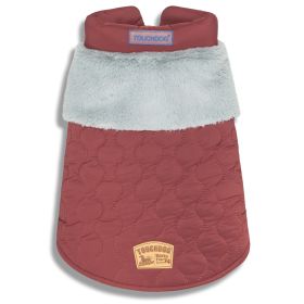 Touchdog 'Furrost-Bite' Fur and Fleece Fashion Dog Jacket (Color: Red, Size: large)