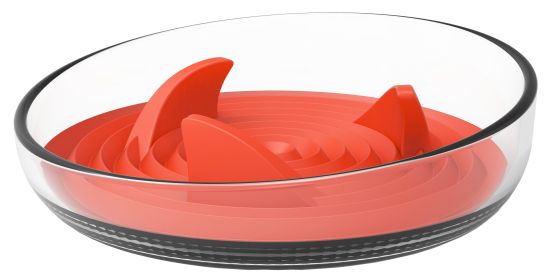 Pet Life 'Cirlicue' Shark Fin Shaped Modern Slow Feeding Pet Bowl (Color: ORANGE)