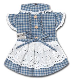 Touchdog 'I love Poochi' Classical Fashion Plaid Dog Dress (Color: Blue, Size: small)