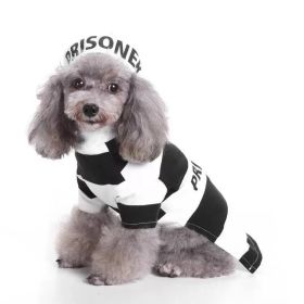 Pet Life Striped Retro Inmate Prisoner Pet Dog Costume Uniform (Color: BLACK / WHITE, Size: small)
