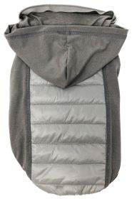 Pet Life 'Apex' Lightweight Hybrid 4-Season Stretch and Quick-Dry Dog Coat w/ Pop out Hood (Color: Grey, Size: large)