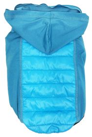 Pet Life 'Apex' Lightweight Hybrid 4-Season Stretch and Quick-Dry Dog Coat w/ Pop out Hood (Color: Blue, Size: small)