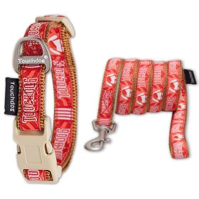 Touchdog 'Funny Bun' Tough Stitched Embroidered Collar and Leash (Color: Red, Size: small)