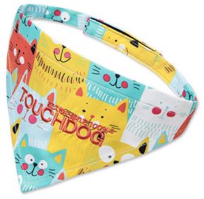 Touchdog 'Head-Popper' Fashion Designer Printed Velcro Dog Bandana (Color: Yellow / Blue, Size: small)