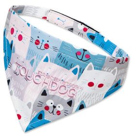 Touchdog 'Head-Popper' Fashion Designer Printed Velcro Dog Bandana (Color: Blue / White, Size: large)