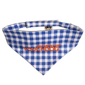 Touchdog 'Bad-to-the-Bone' Plaid Patterned Fashionable Velcro Bandana (Color: Blue, Size: large)