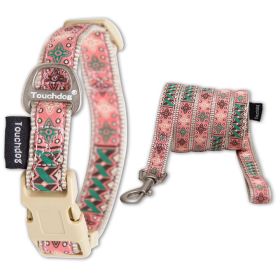 Touchdog 'Carpentry Patterned' Tough Stitched Embroidered Collar and Leash (Color: Brown, Size: small)