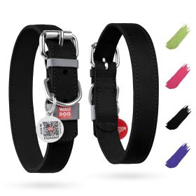 Long Lasting Leather Dog Collar for Large Dogs Medium Small Dogs Adjustable with Durable Buckle D Ring 12-15 inch Neck x 4/5 inch Wide (Color: Black)