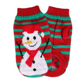 Pet Christmas Turtleneck Sweater Dog Cat Christmas Clothes Snowman Stripes Costume Winter Holiday Sweater for Small Medium Kitten Puppy Cats Dogs (Type: Snowman, Size: L)