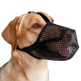 Pet Muzzle Mask Soft Mesh Muzzle Adjustable Dog Mouth Cover with Breathable Mesh Adjustable Neck Forehead Strap (Color: Black, Size: XS)