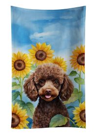 Chocolate Poodle in Sunflowers Kitchen Towel Dish Cloths Guest Hand Towel Decorative Bathroom Towel for Face,Tea, Dishcloth, Kitchen and Bath (Default: Default)