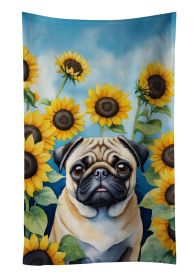Pug in Sunflowers Kitchen Towel Dish Cloths Guest Hand Towel Decorative Bathroom Towel for Face,Tea, Dishcloth, Kitchen and Bath (Default: Default)
