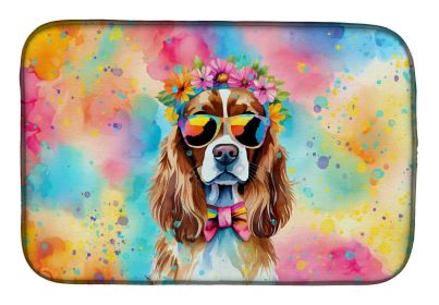 Cavalier Spaniel Hippie Dawg Dish Drying Mat Absorbent Dish Drying Mat Pad for Kitchen Counter Dish Drainer Mat for Countertop, 14 x 21", Multico (Default: Default)