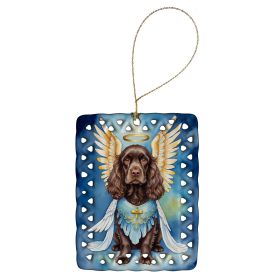 Cocker Spaniel My Angel Porcelain Ornament Christmas Tree Hanging Decorations for Home Christmas Holiday, Rectangle, Gift, Multicolor (Default: Default)
