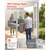 Dog Door for Sliding Glass Door, 75 7/8" to 80 11/16" Adjustable Height, Aluminum Alloy Frame with Flap, Lock Design, for Sized Dogs