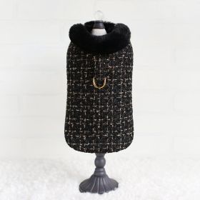 Chantel Tweed Dog Coat (Color: Black, Size: SM)