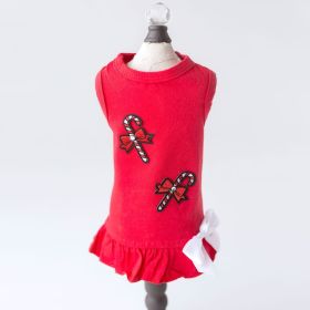 Candy Cane Dog Dress (Color: Red, Size: MD)