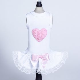 Puff Heart Lace Dog Dress (Color: Pink, Size: MD)