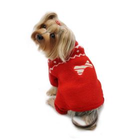 Candy Cane Bone Holiday Sweater Bodysuit (Color: Red, Size: M)