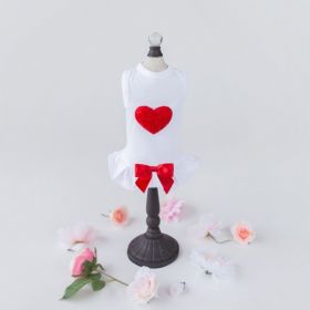 Puff Heart Dog Dress (Color: Red, Size: SM)