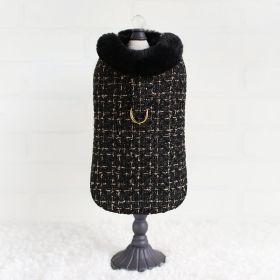 Chantel Tweed Dog Coat (Color: Black, Size: LG)