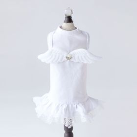 Lil Angel Dog Dress (Color: White, Size: LG)