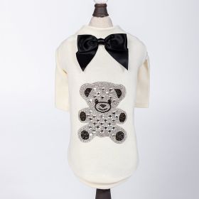 Teddy Bow Tee Dog Tee (Color: Ivory, Size: XS)