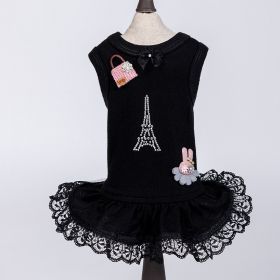 Paris Dog Dress (Color: Black, Size: SM)