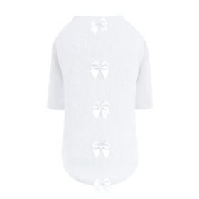 Dainty Bow Sweater (Color: White, Size: SM)